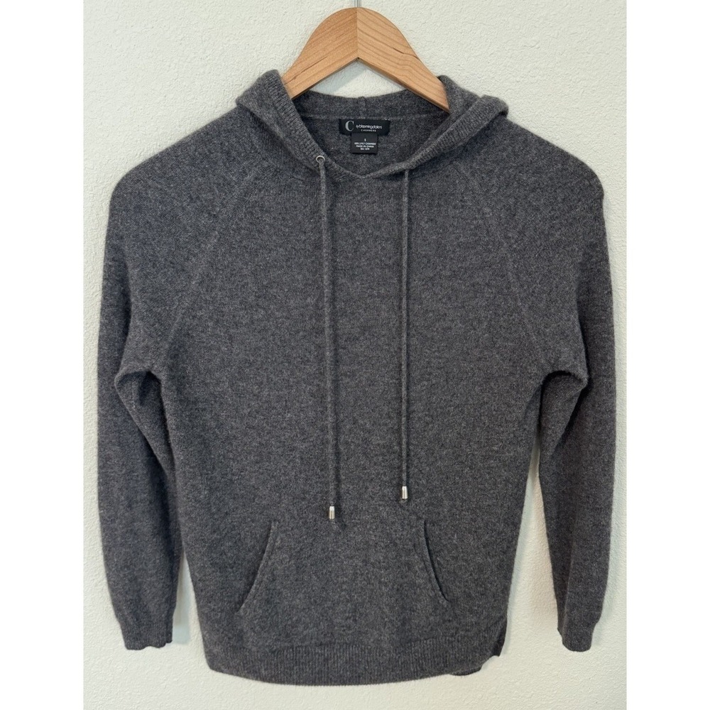 C By Bloomingdale's Gray 100%‎ 2-Ply Cashmere Full-Zip Hoodie Women Size Small